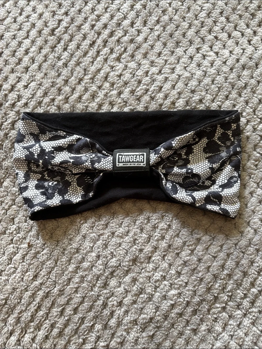Black Lace-Overlay Stretch Bandeau Headband — Women’s Hair Accessory